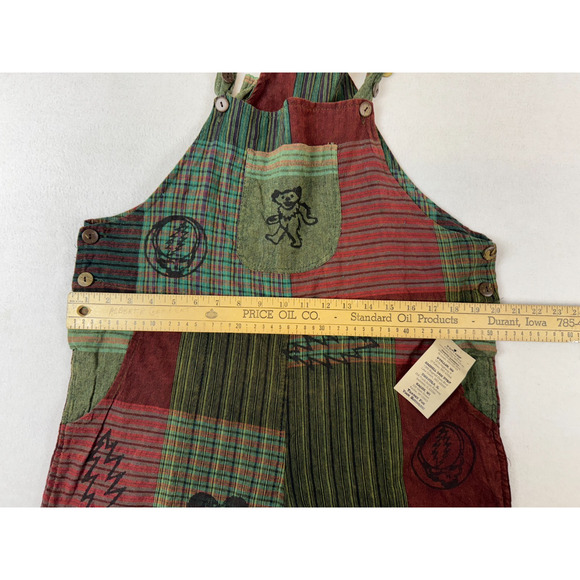 Offical Grateful Dead Patchork Overall Bib Shorts Women's M Hippie Boho Festival - Picture 7 of 14
